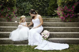 Bride and flower girl at Caledon Golf and Country Club. 
#bramptonweddingphotographer 
#mississaugaweddingphotographer 
#flowergirls 
#2022bride