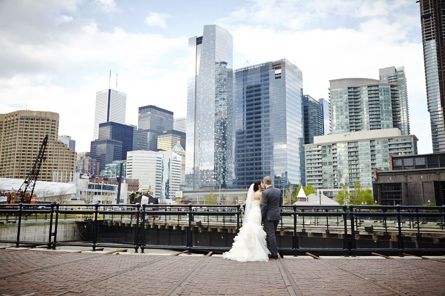 steam whistle wedding photography brewery toronto skyline