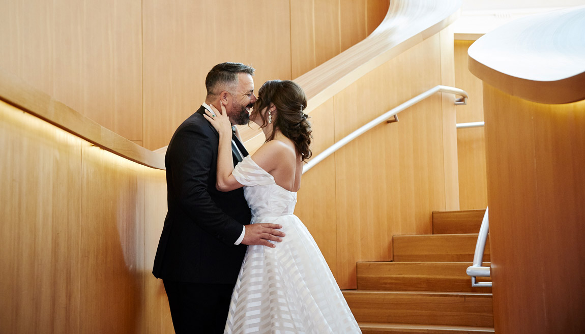 AGO wedding photography of candid couple laughing
